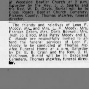 Obituary for Leon F. Moody