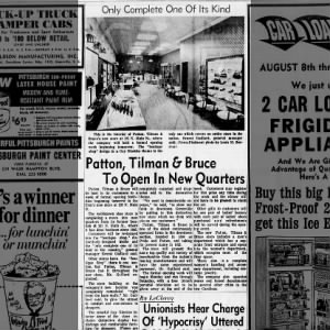 Patton Tilman and Bruce open new Main St store_gvl news Aug 7 1966